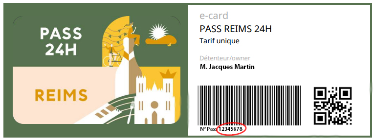 Example of a Reims-Epernay Pass with 8-digit number location